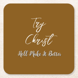 Porta-copo De Papel Quadrado Tente Christ Brown