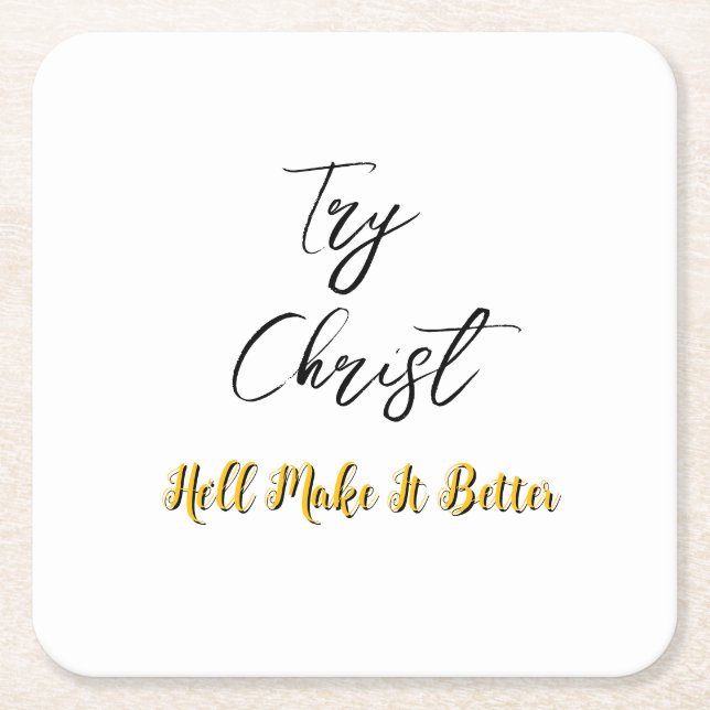 Porta-copo De Papel Quadrado Tente Cristo branco (Frente)