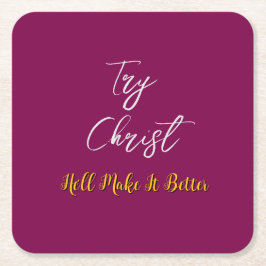 Porta-copo De Papel Quadrado Tente o Cristo Burgundy