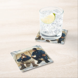 Porta-copo De Papel Quadrado Tenzing Norgay Edmund Hillary Conquistando o Evere
