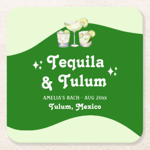 Porta-copo De Papel Quadrado Tequila Cítrico Verde Lima & Despedida de Solteira