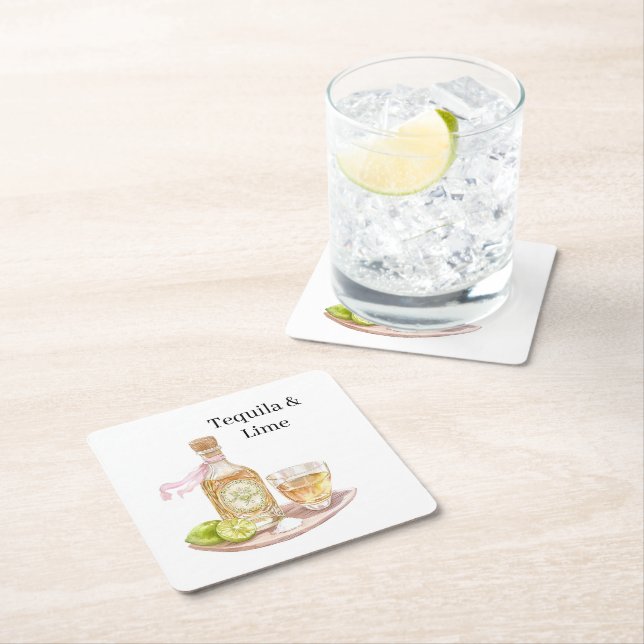 Porta-copo De Papel Quadrado Tequila & Limão (Insitu)