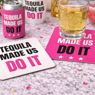 Porta-copo De Papel Quadrado Tequila Made Us Do It | Bride Squad Drinking
