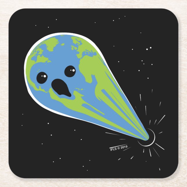Porta-copo De Papel Quadrado Terra contra o buraco negro (Frente)