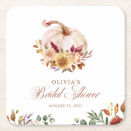 Porta-copo De Papel Quadrado Terracota de Ferrugem Floral Grama Pampas e Abóbor