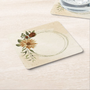 Porta-copo De Papel Quadrado terracotta floral rustic