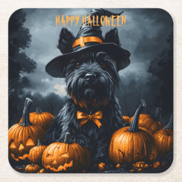 Porta-copo De Papel Quadrado Terrier Halloween escocês