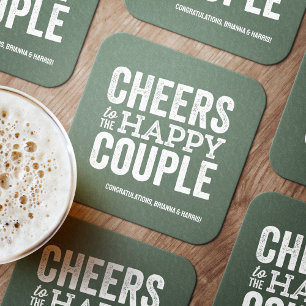 Porta-copo De Papel Quadrado Teste de casamento de cervejaria verde