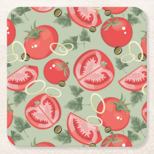 Porta-copo De Papel Quadrado Teste padrão abstrato com tomate