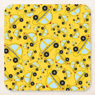 Porta-copo De Papel Quadrado Teste padrão amarelo do táxi