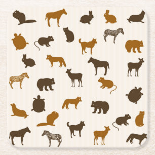 Porta-copo De Papel Quadrado Teste padrão animal 1