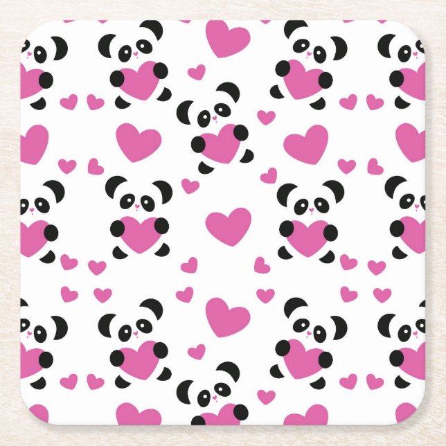 Porta-copo De Papel Quadrado Teste padrão ao dia do amor (Frente)