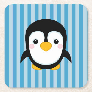 Porta-copo De Papel Quadrado Teste padrão bonito das listras azuis do design do