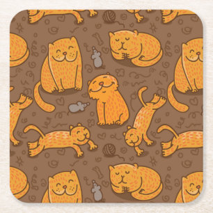 Porta-copo De Papel Quadrado Teste padrão com gatos