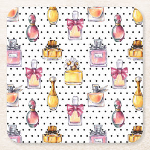 Porta-copo De Papel Quadrado Teste padrão da garrafa de Parfum