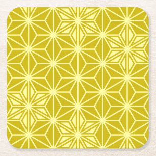Porta-copo De Papel Quadrado Teste padrão de Asanoha do japonês - ouro da
