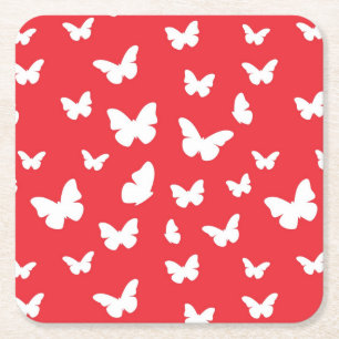 Porta-copo De Papel Quadrado Teste padrão de borboleta 2