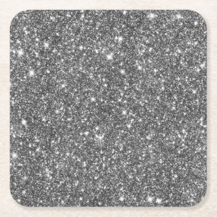 Porta-copo De Papel Quadrado Teste padrão de brilho Bling do brilho de prata d