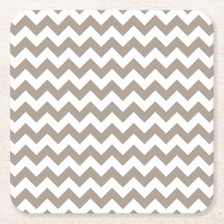 Porta-copo De Papel Quadrado Teste padrão de Chevron do Taupe