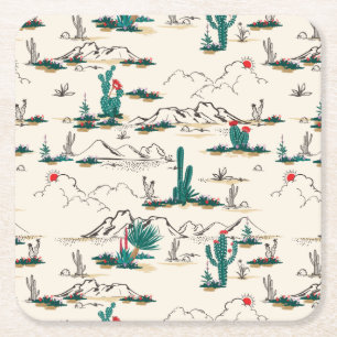 Porta-copo De Papel Quadrado Teste padrão de florescência dos Succulents