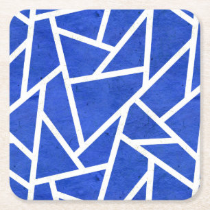 Porta-copo De Papel Quadrado Teste padrão de mosaico dos azuis marinhos e do