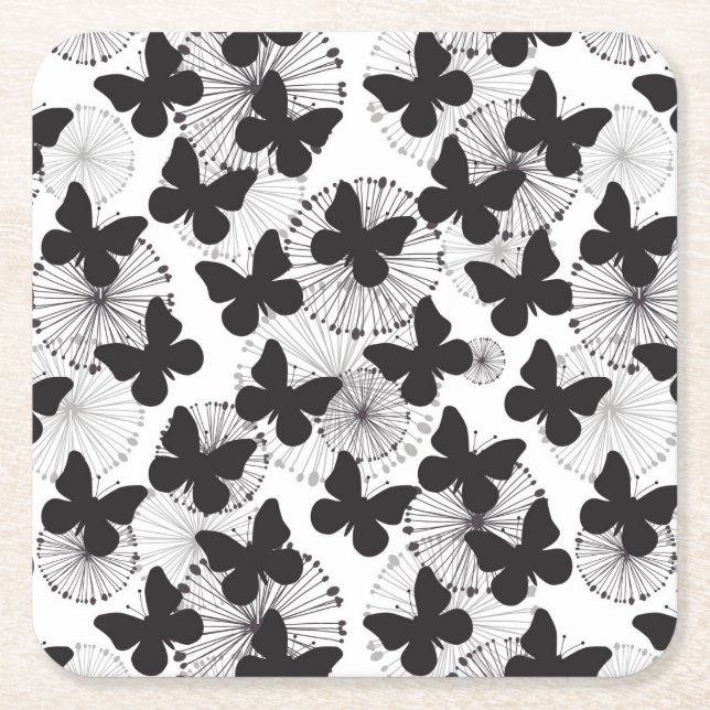 Porta-copo De Papel Quadrado teste padrão de uma borboleta (Frente)