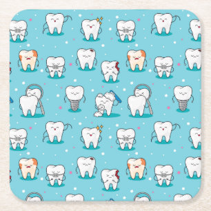Porta-copo De Papel Quadrado Teste padrão dental bonito