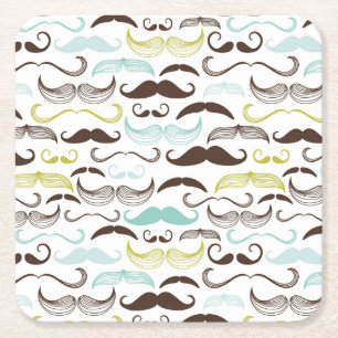 Porta-copo De Papel Quadrado Teste padrão do bigode, estilo retro 2