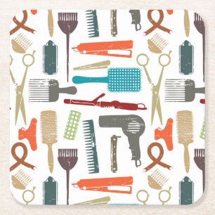 Porta-copo De Papel Quadrado Teste padrão dos cuidados capilares