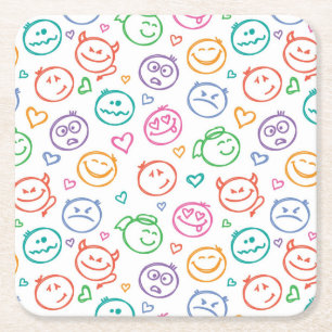 Porta-copo De Papel Quadrado teste padrão dos sorrisos