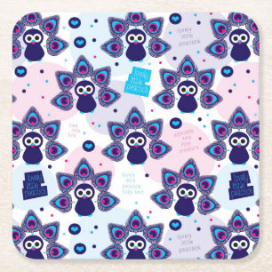 Porta-copo De Papel Quadrado teste padrão exótico do pavão de india