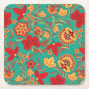 Porta-copo De Papel Quadrado Teste padrão floral 2
