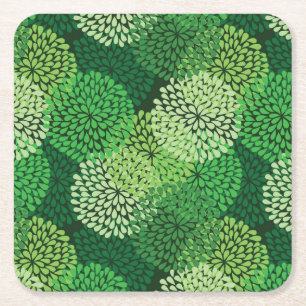 Porta-copo De Papel Quadrado Teste padrão floral verde