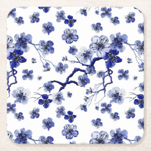 Porta-copo De Papel Quadrado Teste padrão oriental do ramo de Sakura