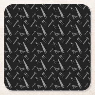 Porta-copo De Papel Quadrado Teste padrão preto das ferramentas