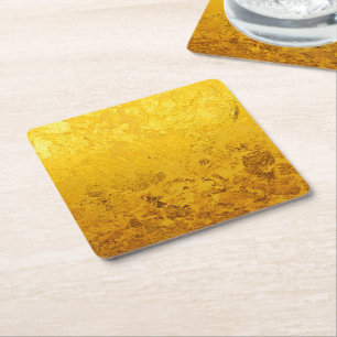 Porta-copo De Papel Quadrado Teste padrão PURO da FOLHA de OURO + seus