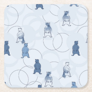 Porta-copo De Papel Quadrado teste padrão que caracteriza um urso de urso