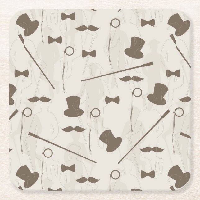 Porta-copo De Papel Quadrado Teste padrão retro para o homem 2 (Frente)