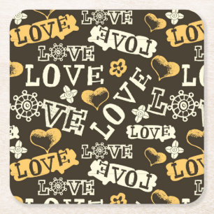 Porta-copo De Papel Quadrado Teste padrão tirado mão do amor