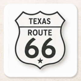 Porta-copo De Papel Quadrado Texas Route 66 Retro Escudo Branco Coaster