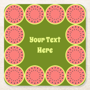 Porta-copo De Papel Quadrado Texto Múltiplo Rosa de Melancia