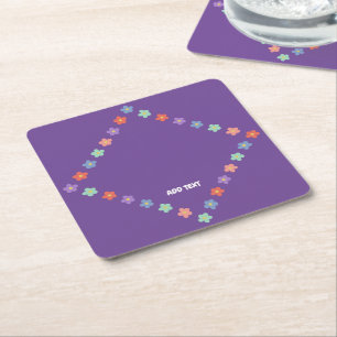 Porta-copo De Papel Quadrado Texto Personalizado da gradação Floral Colorida Fl