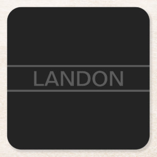 Porta-copo De Papel Quadrado Texto personalizável   Cinzas negras e negras mod