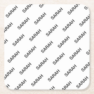 Porta-copo De Papel Quadrado Texto repetitivo personalizável moderno branco e p