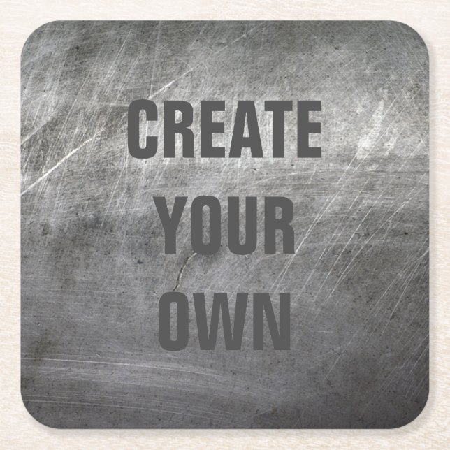 Porta-copo De Papel Quadrado Textura escovada riscada do metal (Frente)