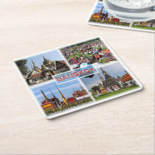 Porta-copo De Papel Quadrado TH Bangkok - Wat Pho - Mercado flutuante - Gran Pa