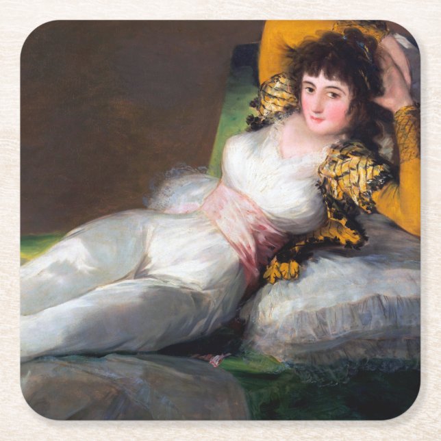 Porta-copo De Papel Quadrado The Clothed Maja, Francisco Goya, 1798-1803 (Frente)