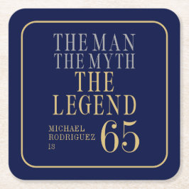 Porta-copo De Papel Quadrado The Man The Myth The Legend 65th Birthday