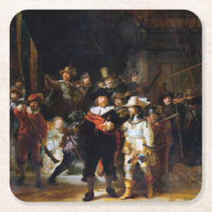 Porta-copo De Papel Quadrado The Night Watch, Rembrandt, 1642