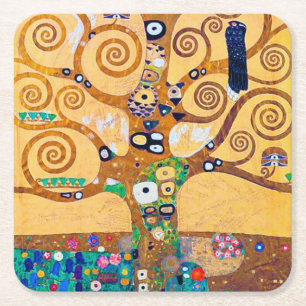 Porta-copo De Papel Quadrado The Tree of Life (detalhe), Klimt